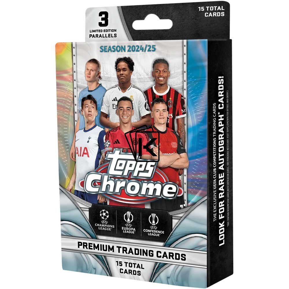 Topps Chrome UEFA 2024-25 | Hanger Pack 15 Carte con Parallele e Autografi Rari