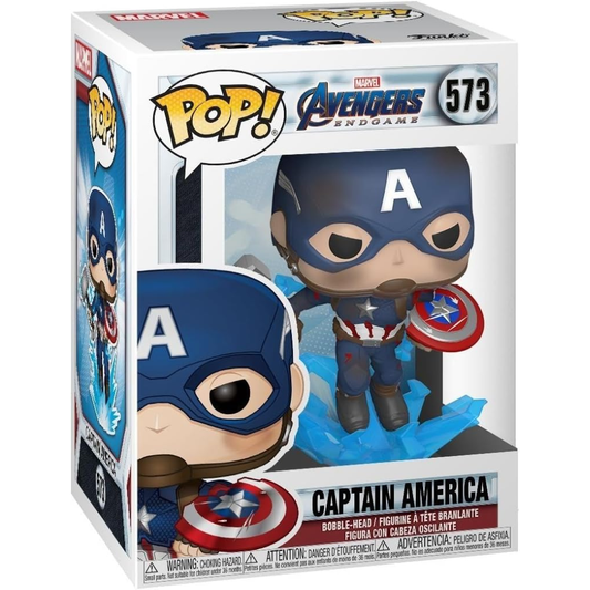 Funko Pop Marvel: Avengers Endgame - Pop Funko Vinyl Figure 573 Captain America W/ Broken Shield & Mjolnir 9Cm