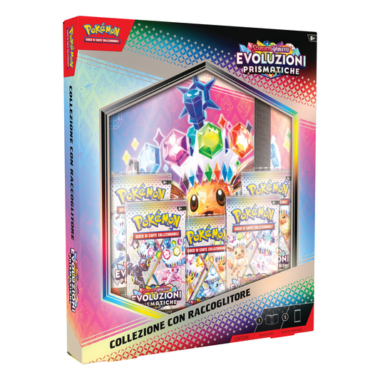 Pokemon Collector Box con Raccoglitore - Evoluzioni Prismatiche 8.5 - Scarlatto e Violetto
